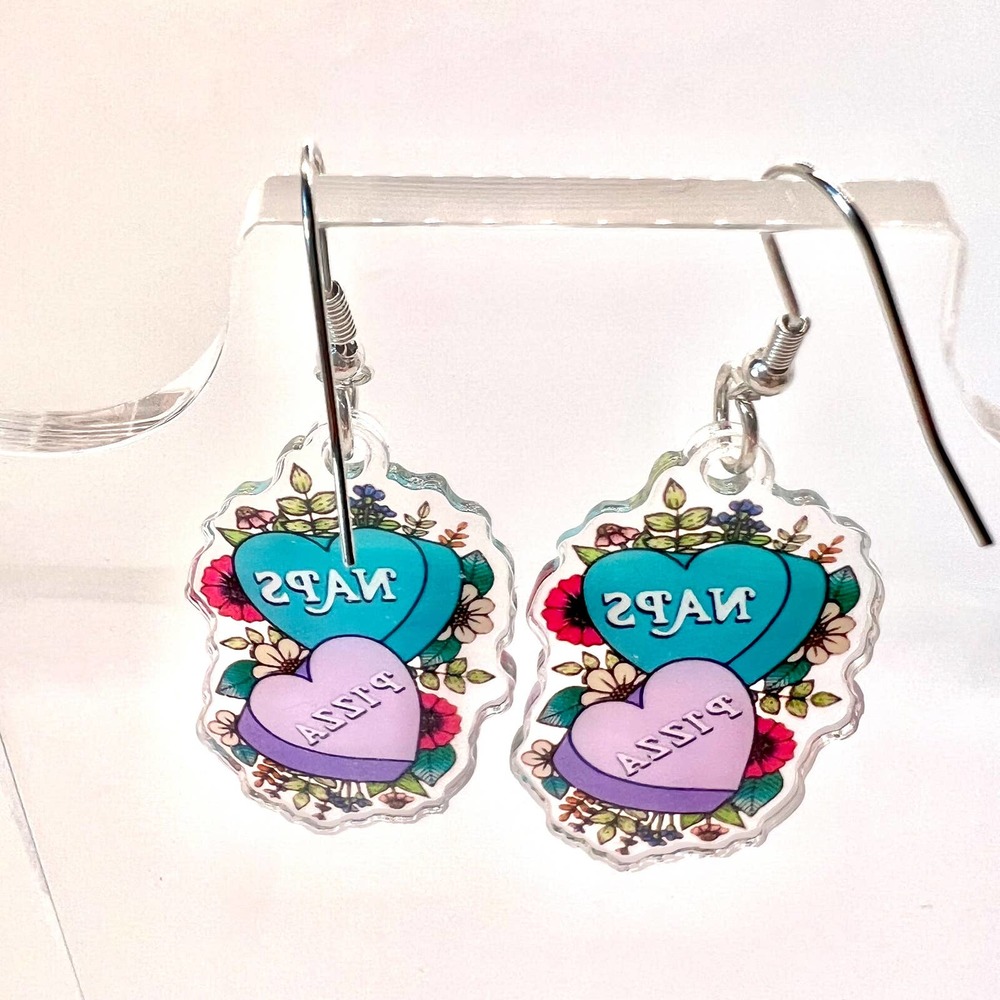Pizza + Naps Earrings - Funny Earrings - Food Earrings - Heart Earrings - Teen - Picture 4 of 8